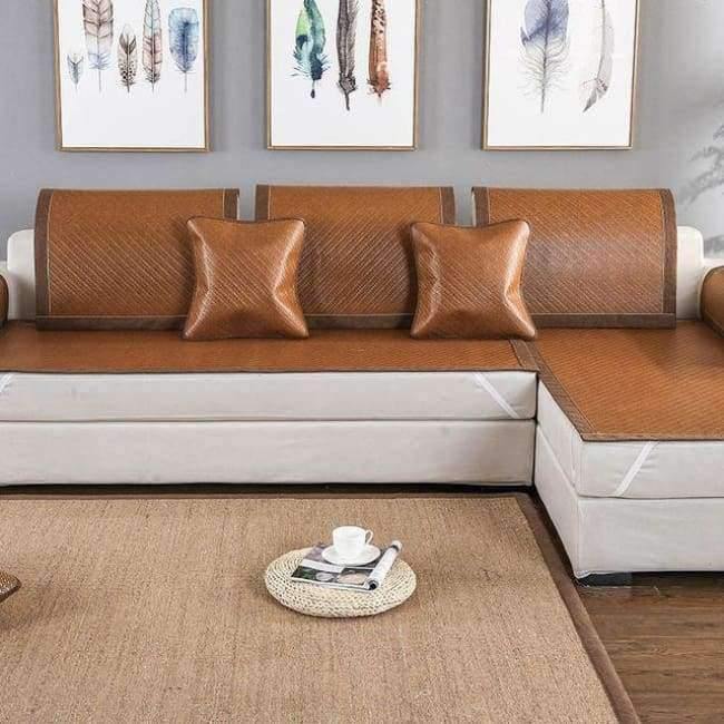 Avelena | Sommer Kühlendes Geometrisches Muster Matte Rattan Sofa Bezug Atmungsaktiv Rutschfest Modernes Heimtextil Sofa Handtuch Für 30 Größen