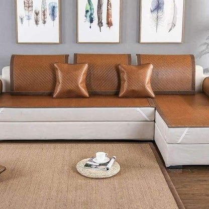 Avelena | Sommer Kühlendes Geometrisches Muster Matte Rattan Sofa Bezug Atmungsaktiv Rutschfest Modernes Heimtextil Sofa Handtuch Für 30 Größen