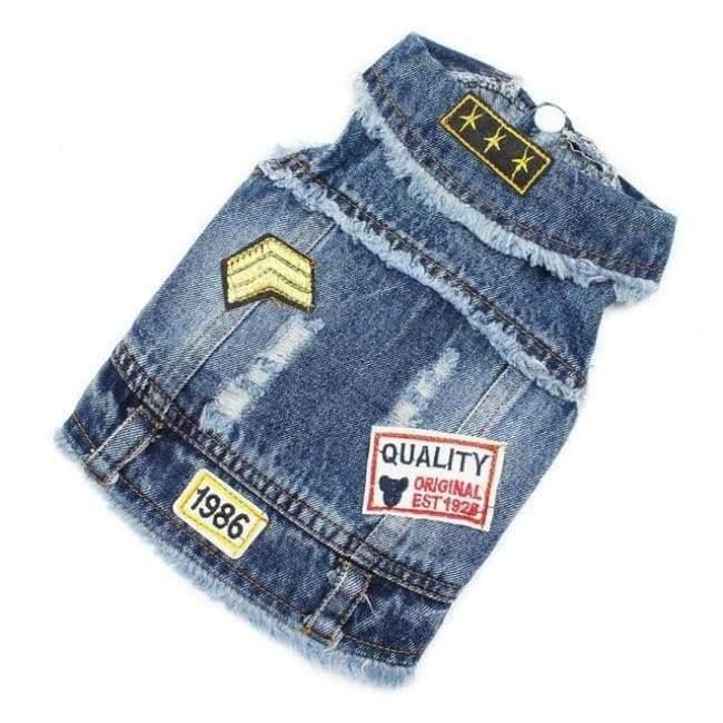 Avelena | Bestickte Haustierkleidung Loch Cowboy Jeans Kleidung für Kleine Hunde Herbst Chihuahua Hundejacke Fabrikverkauf Hundewesten