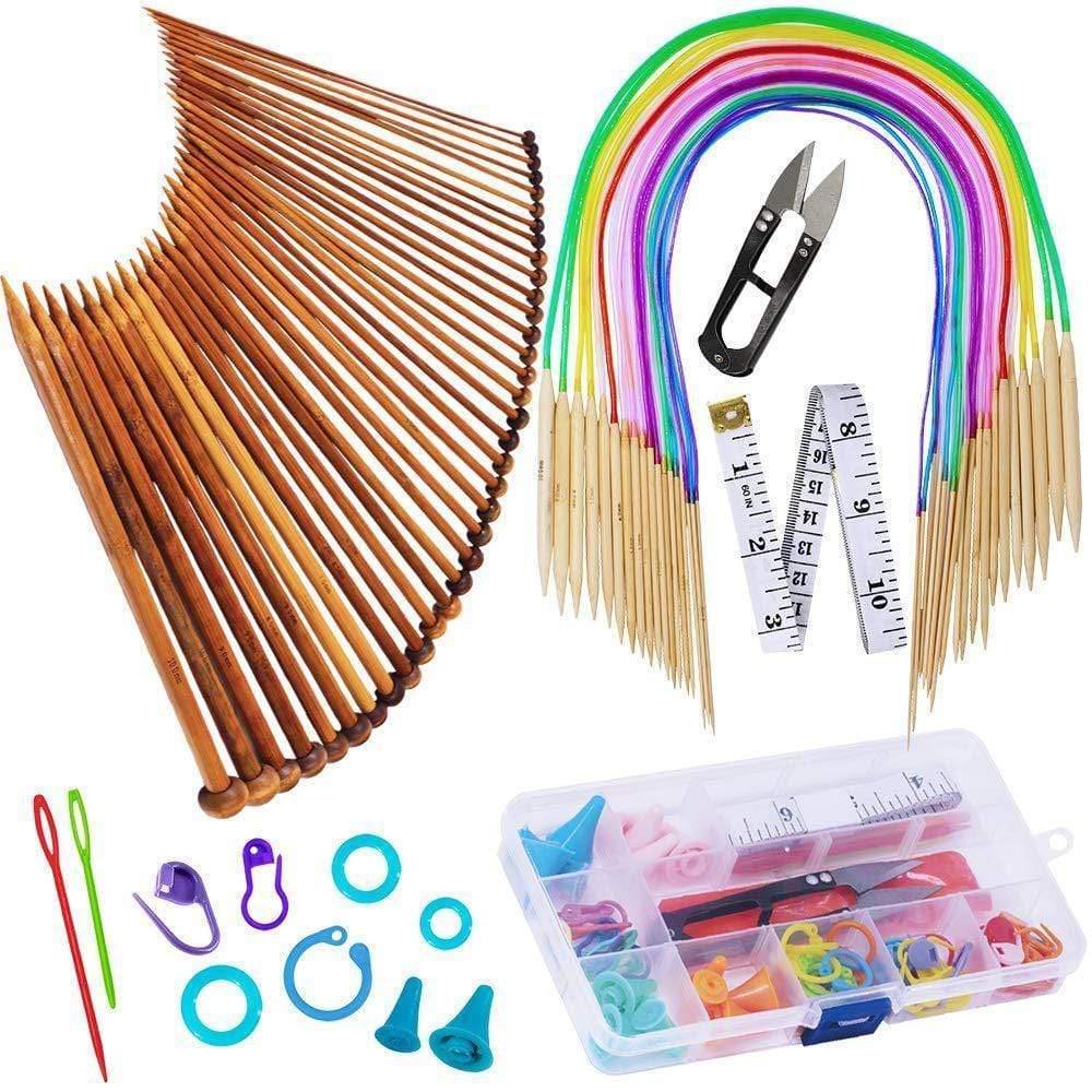 Avelena | Häkelnadelset mit Tasche 14 Stile Stricknadeln Set Diy Nadel Kunst Handwerk Scheren Marker Nähwerkzeuge Gyh
