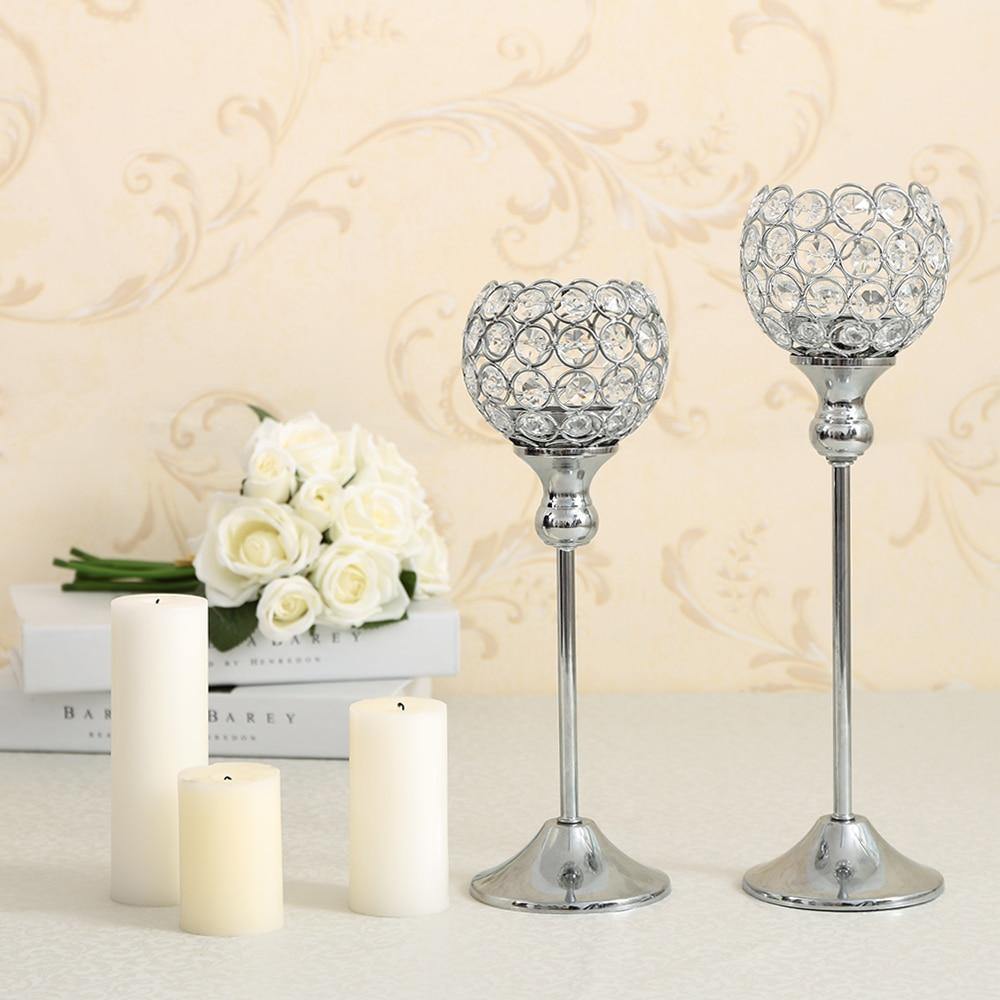 Avelena | Kristall Teelichthalter Kaffeetisch Centerpieces Metall Kerzenständer Hochzeits Weihnachts Halloween Dekoration