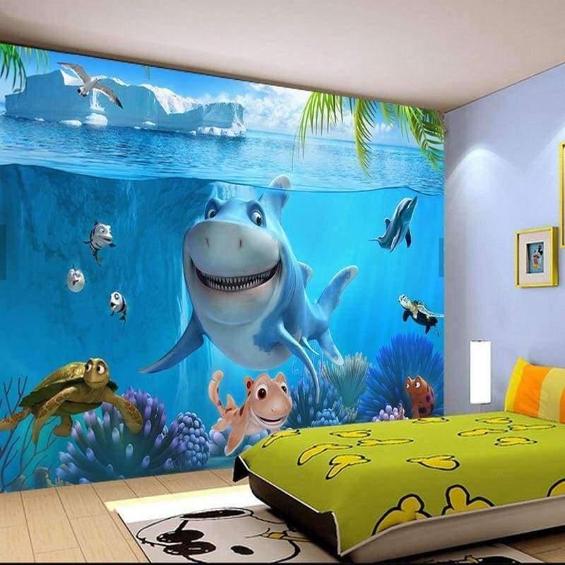 Avelena | Benutzerdefinierte 3D Wandmural Tapete Vlies Kinderzimmer Wandverkleidung Tapete 3D Stereo Meerwelt 3D Kinder Fotos Tapete Wohnkultur