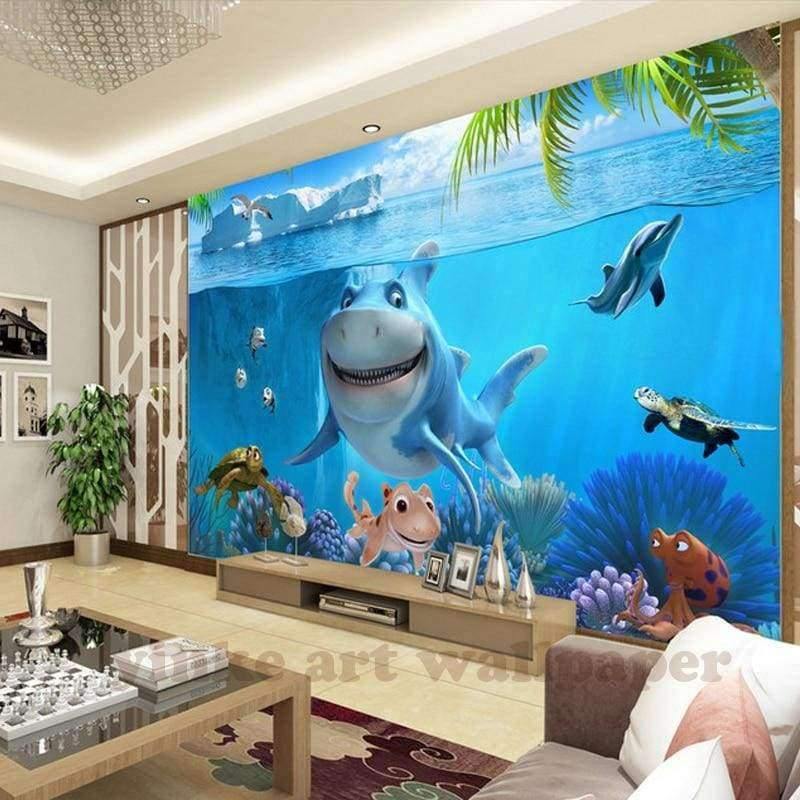 Avelena | Benutzerdefinierte 3D Wandmural Tapete Vlies Kinderzimmer Wandverkleidung Tapete 3D Stereo Meerwelt 3D Kinder Fotos Tapete Wohnkultur