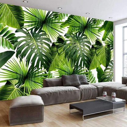 Avelena | Benutzerdefinierte 3D Tapete Südostasien Tropischer Regenwald Bananenblatt Foto Hintergrund Wandmalereien Vlies-Tapete Modern