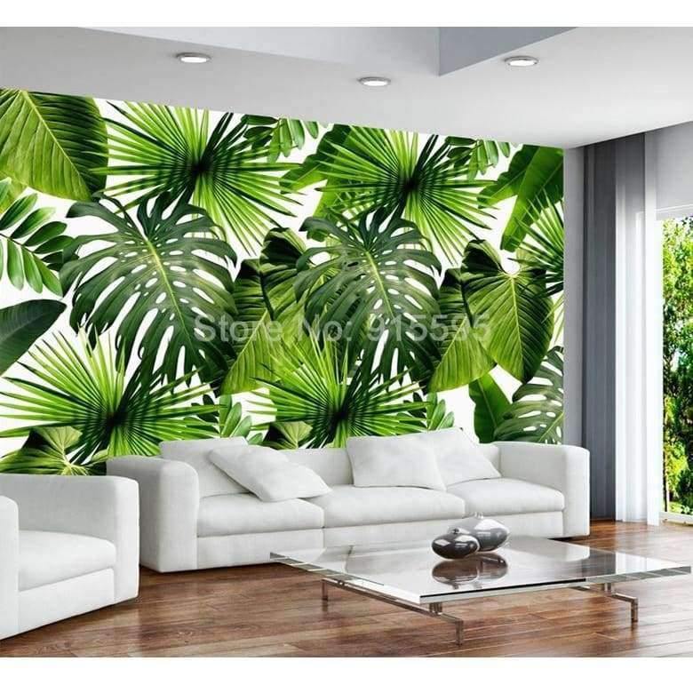 Avelena | Benutzerdefinierte 3D Tapete Südostasien Tropischer Regenwald Bananenblatt Foto Hintergrund Wandmalereien Vlies-Tapete Modern
