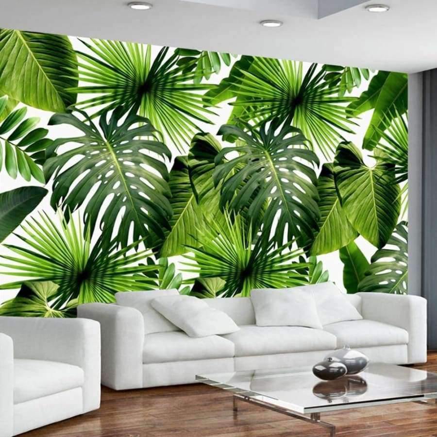 Avelena | Benutzerdefinierte 3D Tapete Südostasien Tropischer Regenwald Bananenblatt Foto Hintergrund Wandmalereien Vlies-Tapete Modern
