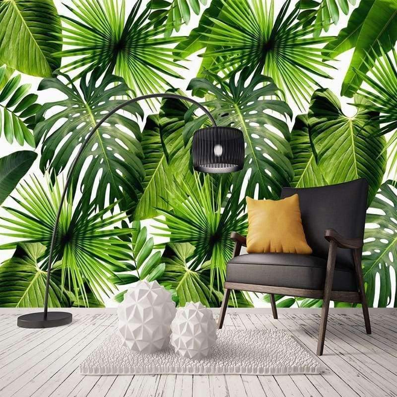 Avelena | Benutzerdefinierte 3D Tapete Südostasien Tropischer Regenwald Bananenblatt Foto Hintergrund Wandmalereien Vlies-Tapete Modern