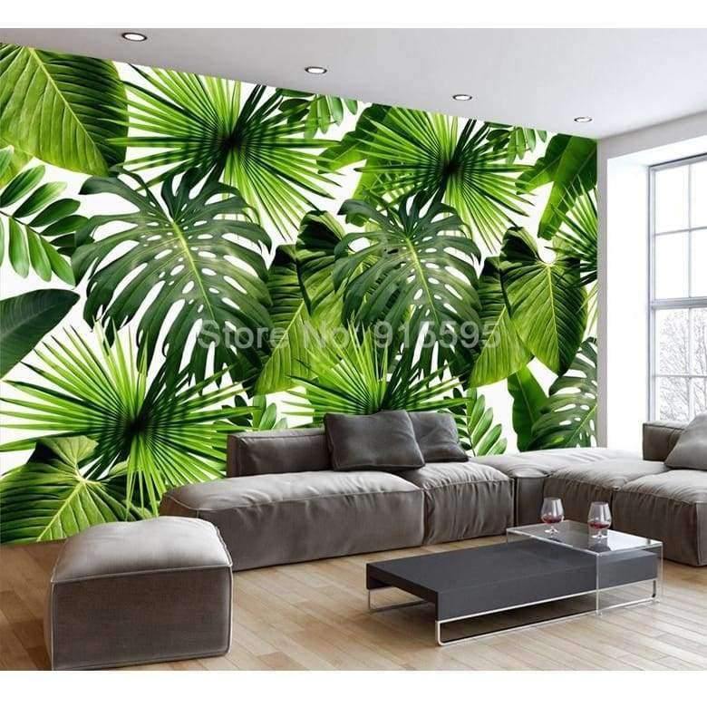 Avelena | Benutzerdefinierte 3D Tapete Südostasien Tropischer Regenwald Bananenblatt Foto Hintergrund Wandmalereien Vlies-Tapete Modern