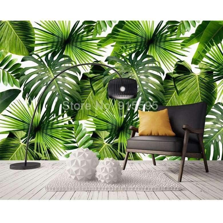 Avelena | Benutzerdefinierte 3D Tapete Südostasien Tropischer Regenwald Bananenblatt Foto Hintergrund Wandmalereien Vlies-Tapete Modern