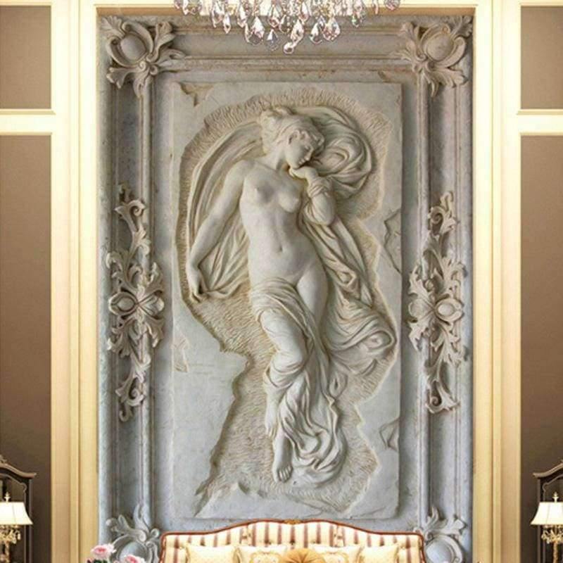 Avelena | Benutzerdefinierte Fototapete Europäischer Stil Figurenstatue 3D Prägewand Hotel Wohnzimmer Hintergrund Tapete Mauerpapiere 3D Heimdekoration