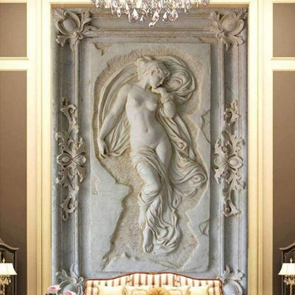 Avelena | Benutzerdefinierte Fototapete Europäischer Stil Figurenstatue 3D Prägewand Hotel Wohnzimmer Hintergrund Tapete Mauerpapiere 3D Heimdekoration