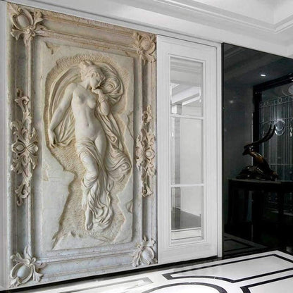 Avelena | Benutzerdefinierte Fototapete Europäischer Stil Figurenstatue 3D Prägewand Hotel Wohnzimmer Hintergrund Tapete Mauerpapiere 3D Heimdekoration