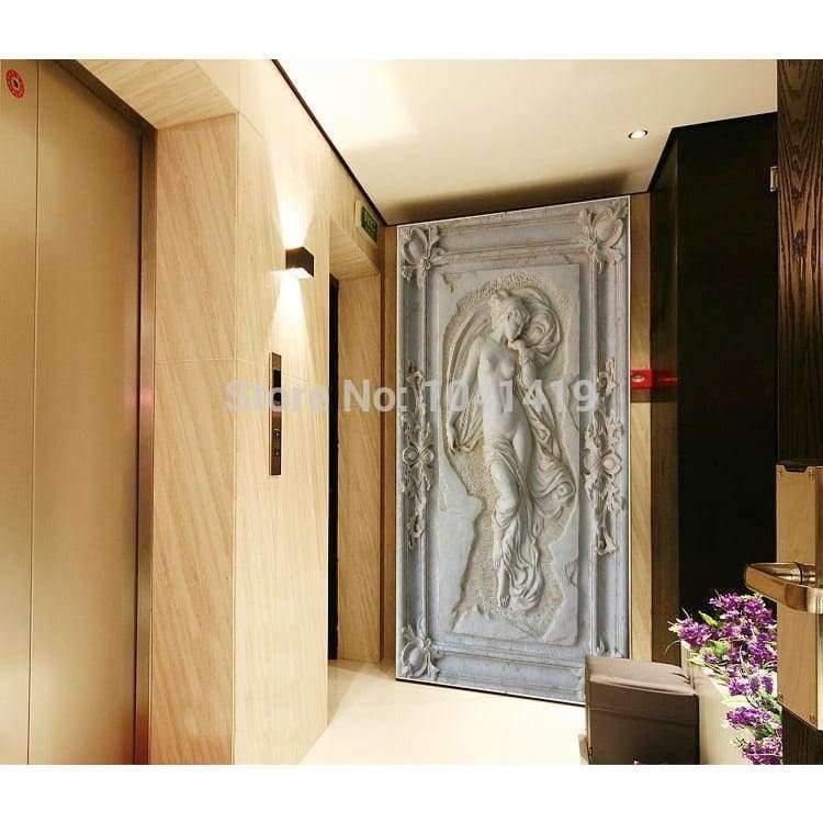 Avelena | Benutzerdefinierte Fototapete Europäischer Stil Figurenstatue 3D Prägewand Hotel Wohnzimmer Hintergrund Tapete Mauerpapiere 3D Heimdekoration