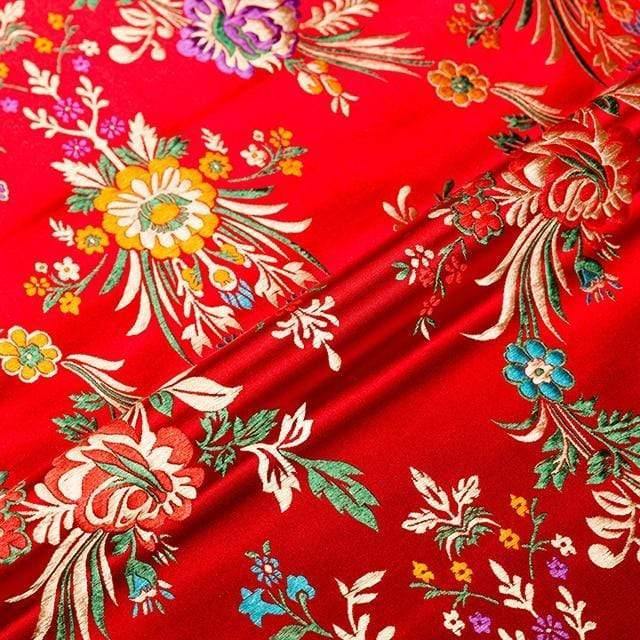 Avelena | Blumenstoffe Brokat Jacquard Musterstoff Zum Nähen Von Cheongsam und Kimono Material für Diy