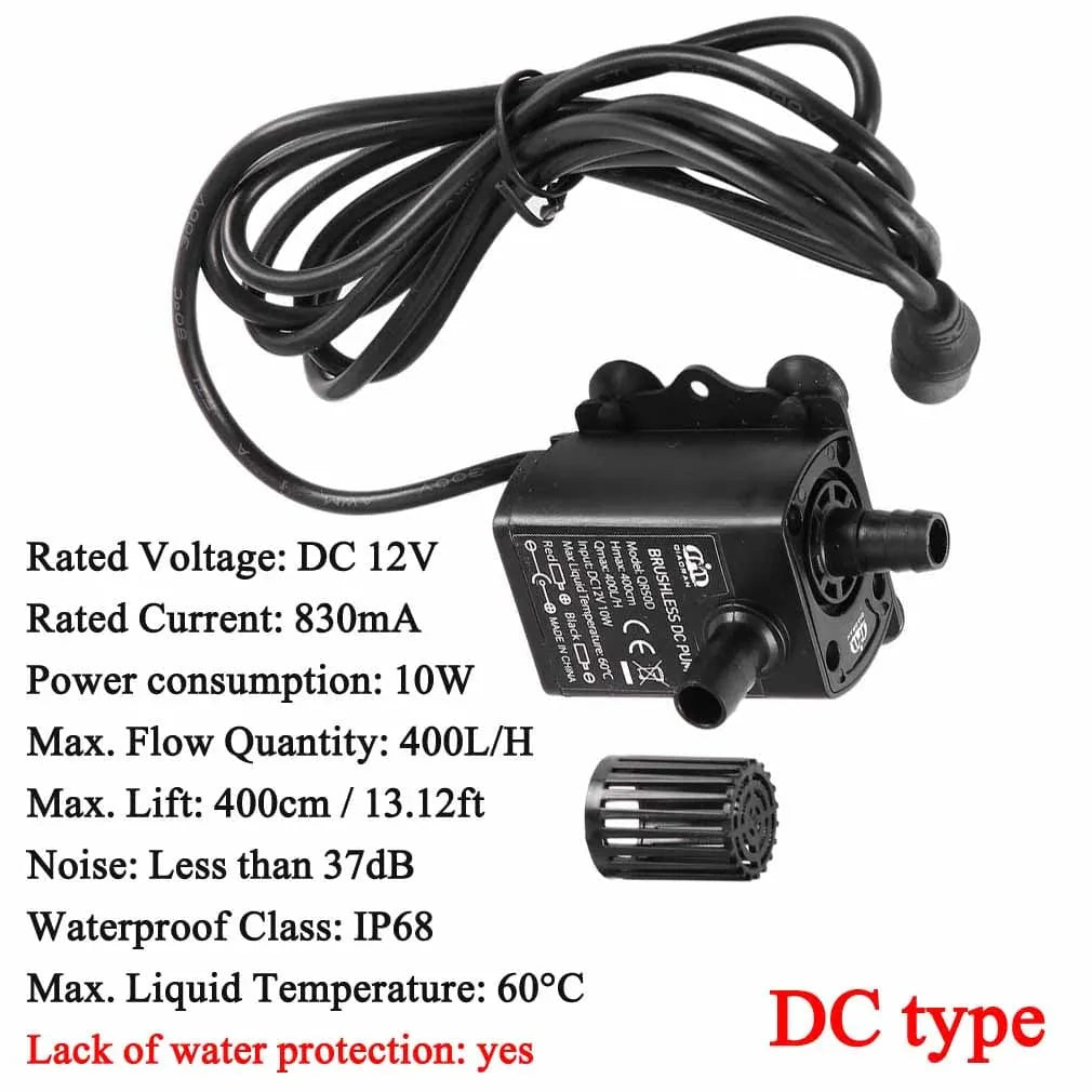 Avelena | Decdeal Ultra-Leise Mini Bürstenlose Dc/Usb Wasserpumpe 5/12V 5-10W 250-400L/H Förderhöhe 300Cm Tauchbrunnen Aquarium Zirkulation