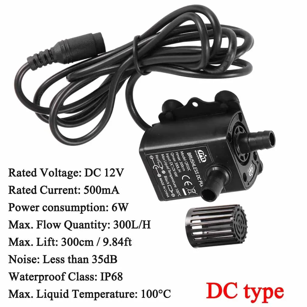 Avelena | Decdeal Ultra-Leise Mini Bürstenlose Dc/Usb Wasserpumpe 5/12V 5-10W 250-400L/H Förderhöhe 300Cm Tauchbrunnen Aquarium Zirkulation