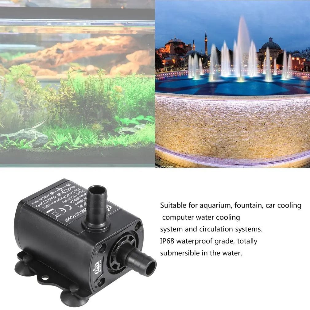 Avelena | Decdeal Ultra-Leise Mini Bürstenlose Dc/Usb Wasserpumpe 5/12V 5-10W 250-400L/H Förderhöhe 300Cm Tauchbrunnen Aquarium Zirkulation