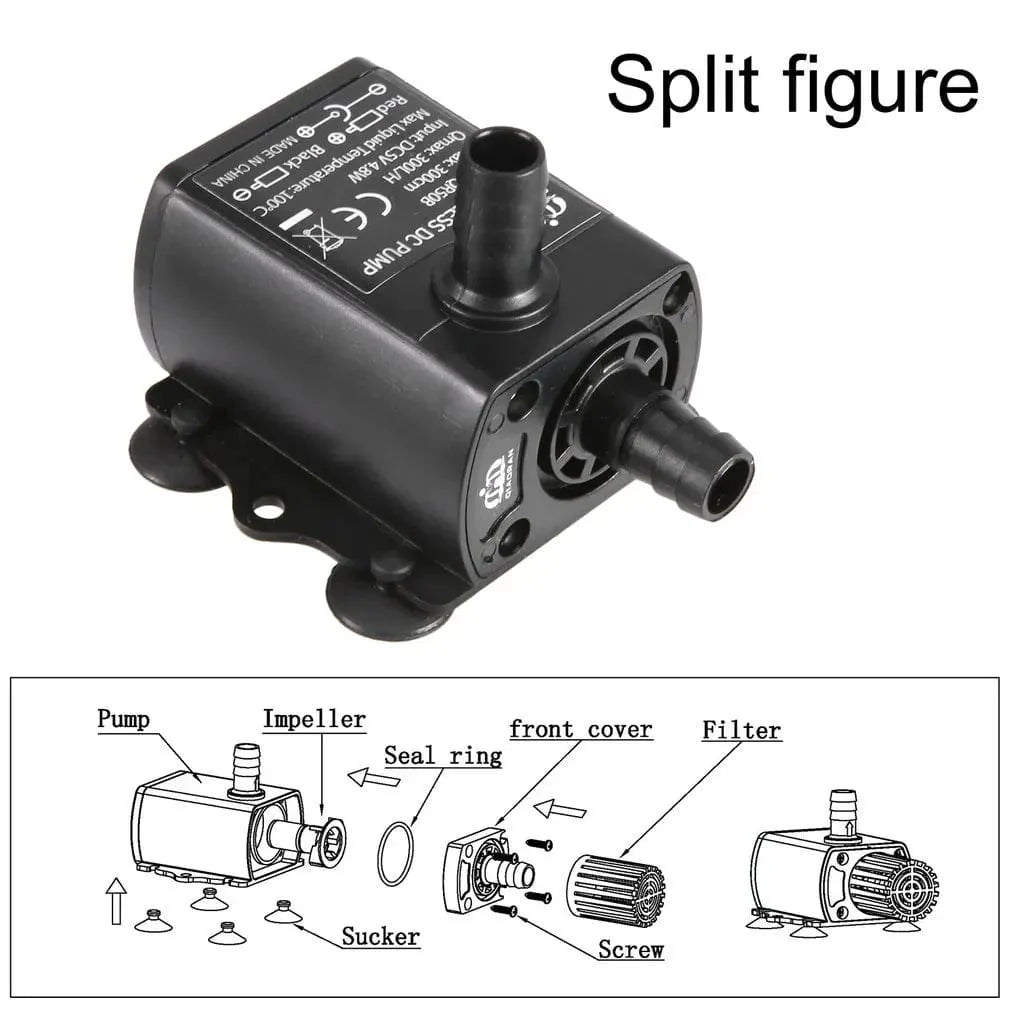 Avelena | Decdeal Ultra-Leise Mini Bürstenlose Dc/Usb Wasserpumpe 5/12V 5-10W 250-400L/H Förderhöhe 300Cm Tauchbrunnen Aquarium Zirkulation