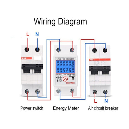 Avelena | Din-Schiene Digitaler Einphasen Rücksetzbarer Zero-Energy-Meter Kwh Spannung Strom Verbrauchs-Meter Wattmeter Elektrizität 220V Ac