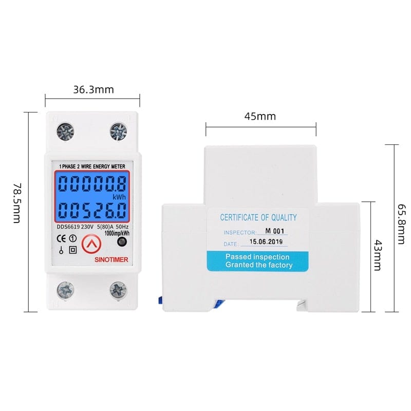 Avelena | Din-Schiene Digitaler Einphasen Rücksetzbarer Zero-Energy-Meter Kwh Spannung Strom Verbrauchs-Meter Wattmeter Elektrizität 220V Ac
