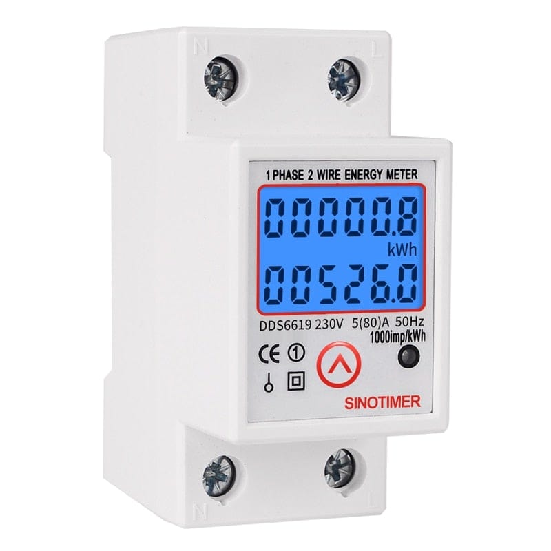 Avelena | Din-Schiene Digitaler Einphasen Rücksetzbarer Zero-Energy-Meter Kwh Spannung Strom Verbrauchs-Meter Wattmeter Elektrizität 220V Ac