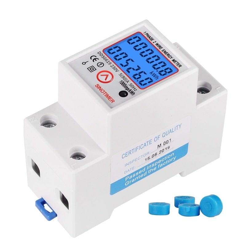Avelena | Din-Schiene Digitaler Einphasen Rücksetzbarer Zero-Energy-Meter Kwh Spannung Strom Verbrauchs-Meter Wattmeter Elektrizität 220V Ac