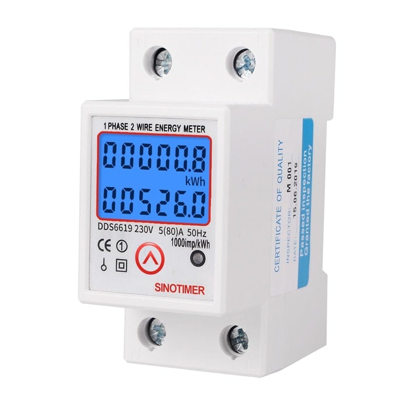 Avelena | Din-Schiene Digitaler Einphasen Rücksetzbarer Zero-Energy-Meter Kwh Spannung Strom Verbrauchs-Meter Wattmeter Elektrizität 220V Ac