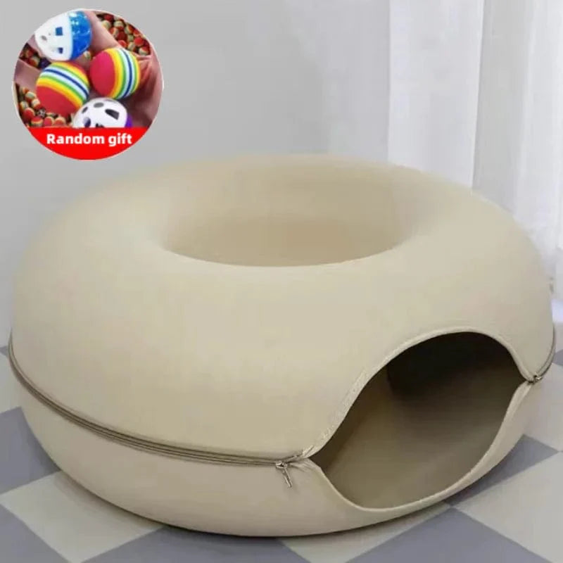 Avelena | Donut Katze Bett Haustier Katze Tunnel Interaktives Spielzeug Katze Bett Dual-Use Indoor Spielzeug Kätzchen Sportausrüstung Katze Training Spielzeug Katzenhaus
