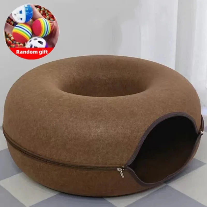 Avelena | Donut Katze Bett Haustier Katze Tunnel Interaktives Spielzeug Katze Bett Dual-Use Indoor Spielzeug Kätzchen Sportausrüstung Katze Training Spielzeug Katzenhaus