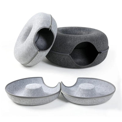 Avelena | Donut Katze Bett Haustier Katze Tunnel Interaktives Spielzeug Katze Bett Dual-Use Indoor Spielzeug Kätzchen Sportausrüstung Katze Training Spielzeug Katzenhaus