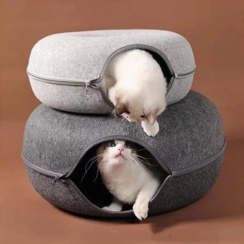 Avelena | Donut Katze Bett Haustier Katze Tunnel Interaktives Spielzeug Katze Bett Dual-Use Indoor Spielzeug Kätzchen Sportausrüstung Katze Training Spielzeug Katzenhaus