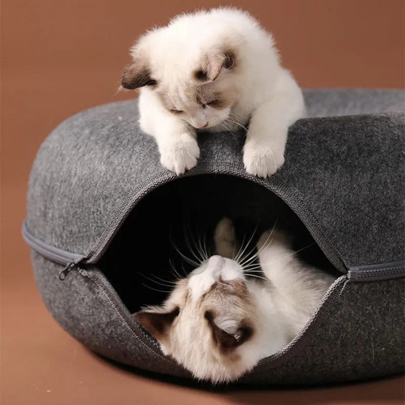 Avelena | Donut Katze Bett Haustier Katze Tunnel Interaktives Spielzeug Katze Bett Dual-Use Indoor Spielzeug Kätzchen Sportausrüstung Katze Training Spielzeug Katzenhaus