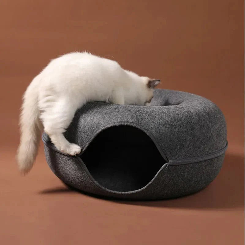 Avelena | Donut Katze Bett Haustier Katze Tunnel Interaktives Spielzeug Katze Bett Dual-Use Indoor Spielzeug Kätzchen Sportausrüstung Katze Training Spielzeug Katzenhaus