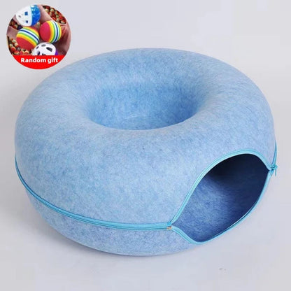 Avelena | Donut Katze Bett Haustier Katze Tunnel Interaktives Spielzeug Katze Bett Dual-Use Indoor Spielzeug Kätzchen Sportausrüstung Katze Training Spielzeug Katzenhaus