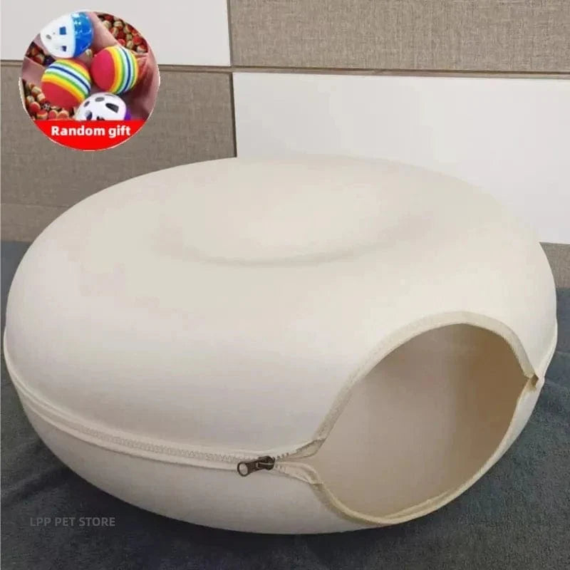 Avelena | Donut Katze Bett Haustier Katze Tunnel Interaktives Spielzeug Katze Bett Dual-Use Indoor Spielzeug Kätzchen Sportausrüstung Katze Training Spielzeug Katzenhaus