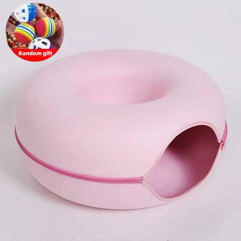 Avelena | Donut Katze Bett Haustier Katze Tunnel Interaktives Spielzeug Katze Bett Dual-Use Indoor Spielzeug Kätzchen Sportausrüstung Katze Training Spielzeug Katzenhaus