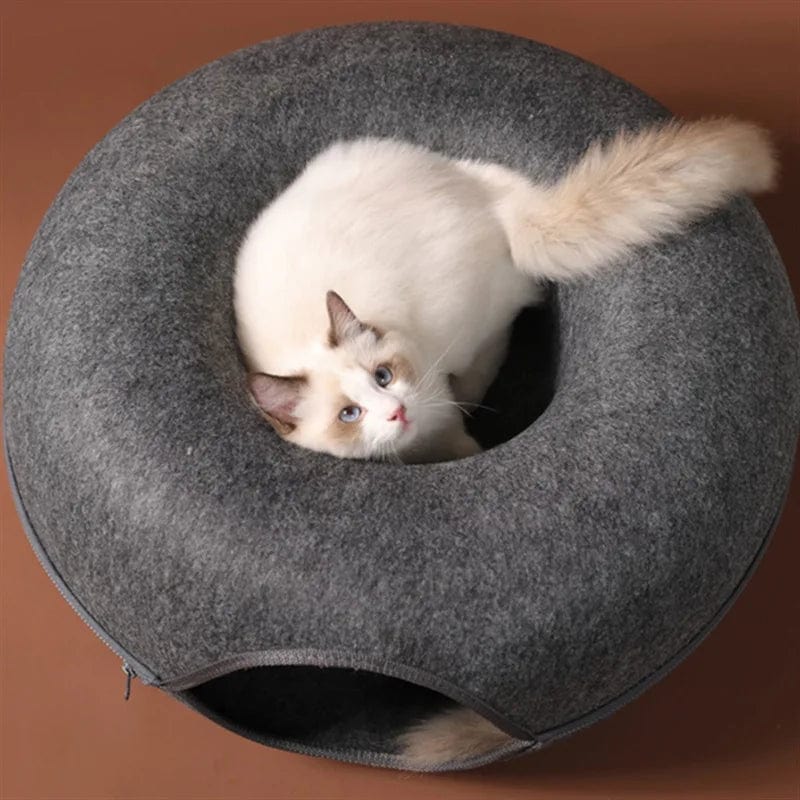 Avelena | Donut Katze Bett Haustier Katze Tunnel Interaktives Spielzeug Katze Bett Dual-Use Indoor Spielzeug Kätzchen Sportausrüstung Katze Training Spielzeug Katzenhaus