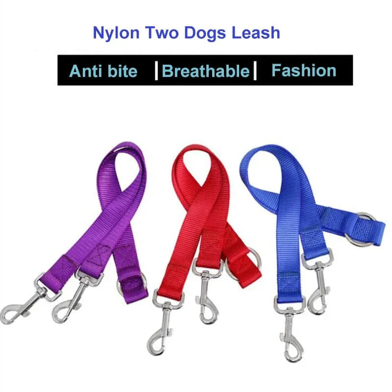 Avelena | Doppelter Zwillings-Dual-Kuppel-Hundeleine Zwei-In-Eins Starkes Nylon V-Form Haustier Hundeleine Bunte Zwei-Wege Haustierleine