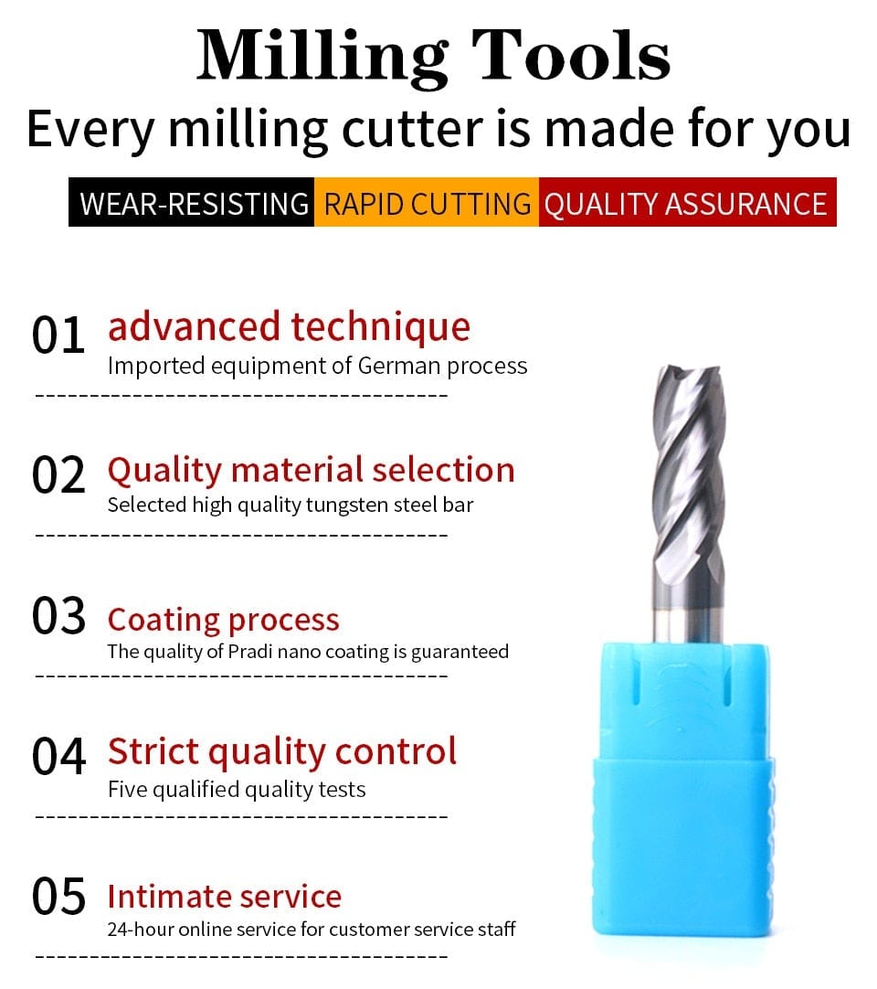 Avelena | Endmill Hrc50 4-Schneider Hochwertige Legierte Hartmetall-Wolframstahl-Fräswerzeuge Endmill 3Mm 4Mm 5Mm 6Mm 8Mm 10Mm Fräswerzeuge