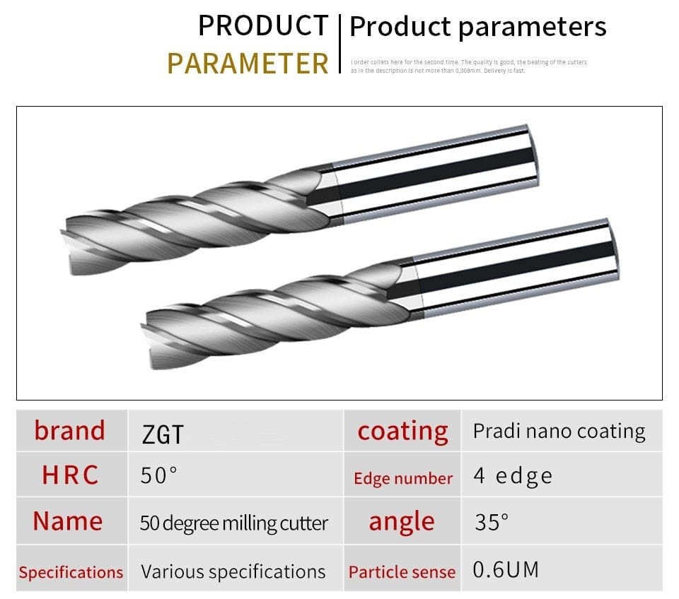 Avelena | Endmill Hrc50 4-Schneider Hochwertige Legierte Hartmetall-Wolframstahl-Fräswerzeuge Endmill 3Mm 4Mm 5Mm 6Mm 8Mm 10Mm Fräswerzeuge