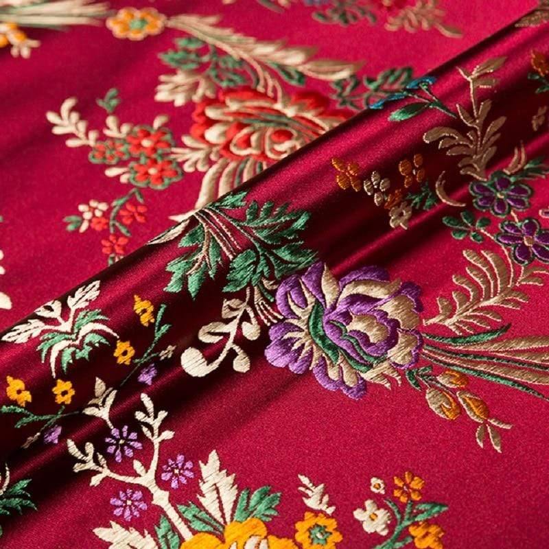 Avelena | Blumenstoffe Brokat Jacquard Musterstoff Zum Nähen Von Cheongsam und Kimono Material für Diy