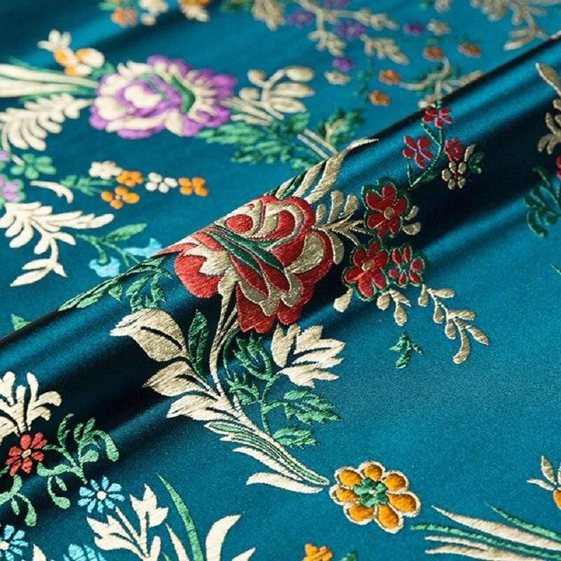 Avelena | Blumenstoffe Brokat Jacquard Musterstoff Zum Nähen Von Cheongsam und Kimono Material für Diy