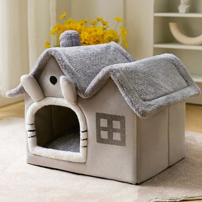 Avelena | Faltbares Katzenhaus Winterwarm Chihuahua Höhlenbett Katzenkorb Für Kleine Hunde Warmweiche Katzenbettmatte Kennel Welpenhaus Tiefschlaf