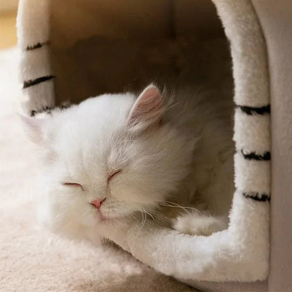 Avelena | Faltbares Katzenhaus Winterwarm Chihuahua Höhlenbett Katzenkorb Für Kleine Hunde Warmweiche Katzenbettmatte Kennel Welpenhaus Tiefschlaf