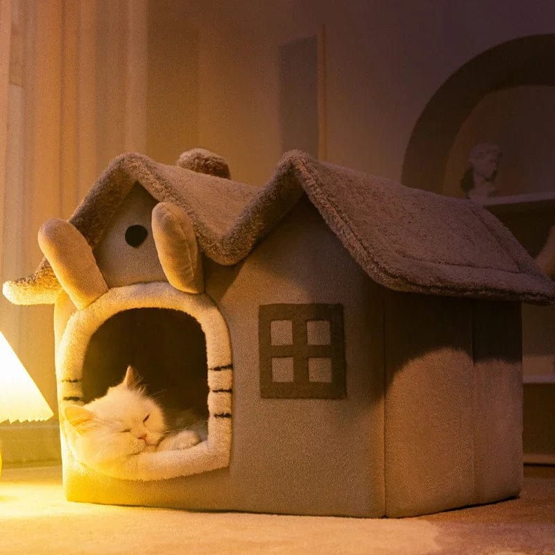 Avelena | Faltbares Katzenhaus Winterwarm Chihuahua Höhlenbett Katzenkorb Für Kleine Hunde Warmweiche Katzenbettmatte Kennel Welpenhaus Tiefschlaf