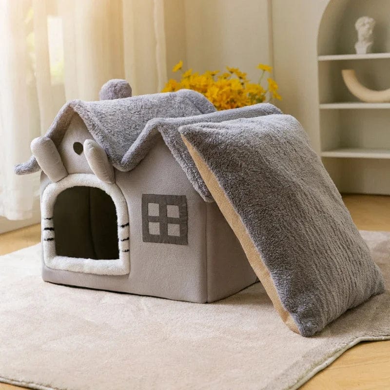 Avelena | Faltbares Katzenhaus Winterwarm Chihuahua Höhlenbett Katzenkorb Für Kleine Hunde Warmweiche Katzenbettmatte Kennel Welpenhaus Tiefschlaf