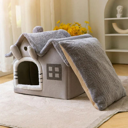 Avelena | Faltbares Katzenhaus Winterwarm Chihuahua Höhlenbett Katzenkorb Für Kleine Hunde Warmweiche Katzenbettmatte Kennel Welpenhaus Tiefschlaf