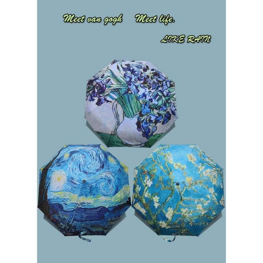 Avelena | Faltbarer Regenschirm Damen Winddichter Regenschirm Van Gogh Ölgemälde Regenschirm Regen Damen Qualitätsregenschirme Uby01