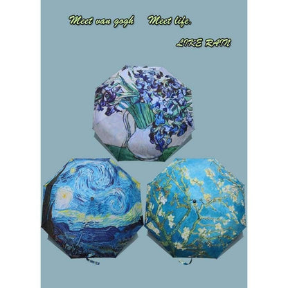 Avelena | Faltbarer Regenschirm Damen Winddichter Regenschirm Van Gogh Ölgemälde Regenschirm Regen Damen Qualitätsregenschirme Uby01