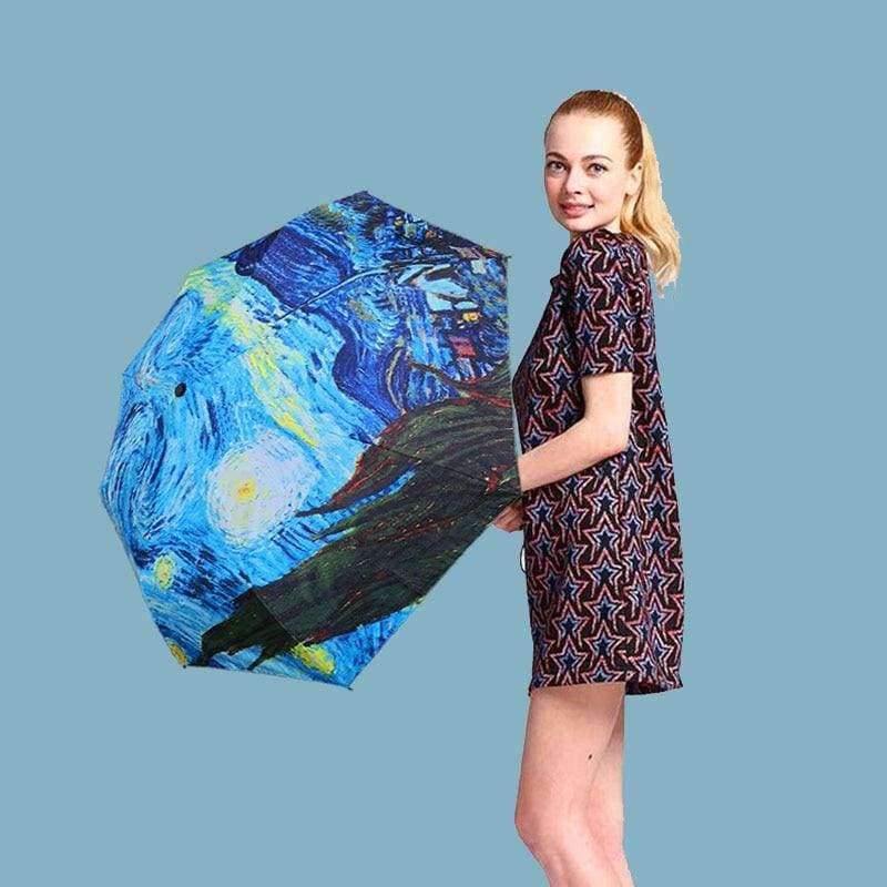 Avelena | Faltbarer Regenschirm Damen Winddichter Regenschirm Van Gogh Ölgemälde Regenschirm Regen Damen Qualitätsregenschirme Uby01
